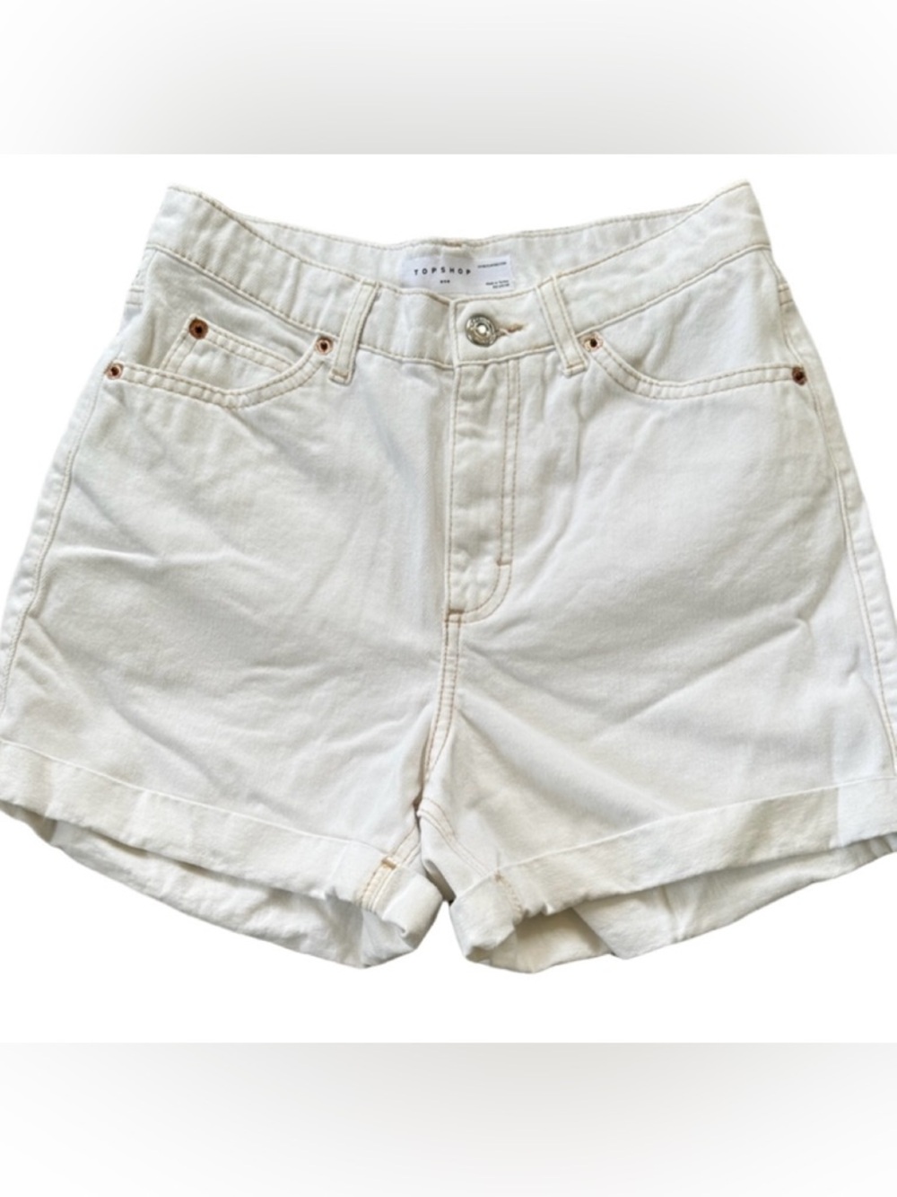 Topshop Cream Jean Shorts for Women
